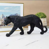 Sculpture de panthère noire abstraite, faite à la main, écologique, en fibre de verre, peinte à la main, modèle d'animal sauvage