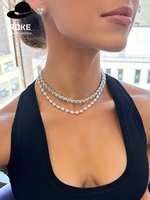 Collier tennis en diamant de laboratoire certifié IGI 15-20 carats VVS, or 10K 14K 18K, rond, poire, carré, cadeau pour homme et femme