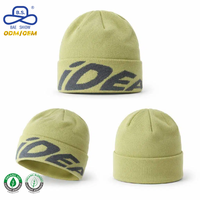 Bonnet côtelé fin certifié OCS biologique, avec impression de texte, revers plié, lettres décoratives, en peluche, confortable pour le froid, marque privée, fabricant en stock
