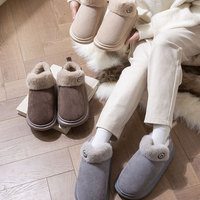 Chaussons d'hiver chauds et antidérapants pour couple, en fourrure de dessin animé, avec semelle épaisse en EVA, pour homme et femme