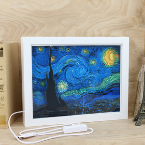 Quadri <span class=keywords><strong>di</strong></span> <span class=keywords><strong>Van</strong></span> <span class=keywords><strong>Gogh</strong></span>, Decorazione Murale, Luce Notturna 3D '<span class=keywords><strong>La</strong></span> <span class=keywords><strong>Notte</strong></span> <span class=keywords><strong>Stellata</strong></span>', Cornice con Effetto Ombra, Regalo Personalizzato - Product Image 2