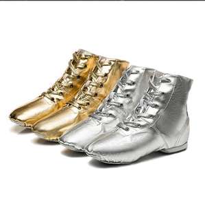 2025 nuove scarpe da <span class=keywords><strong>ballo</strong></span> Jazz in pelle sintetica per bambini adulti oro lucido per bambini di alta qualità - Product Image 1