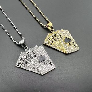 <b>Titanium</b> Steel Playing Card Straight Flush Pendant Necklace With Rhinestones Unisex Party Jewelry - Product Image 1