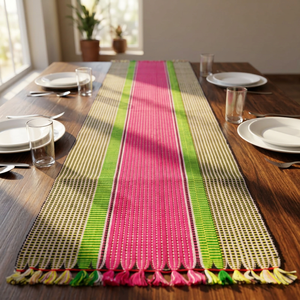 Nouveau modèle de nappe en jute tissée personnalisée à pompons, écologique et réutilisable, pour l'extérieur, la maison, les fêtes, les restaurants et les mariages, à prix abordable - Product Image 1