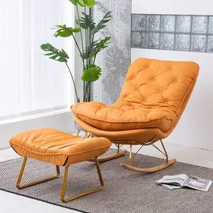 कमाल कोच लाउंज के साथ ठोस लकड़ी के फ्रेम के साथ समर्थन कपड़े असबाबवाला झुकनेवाला कमरे में रहने वाले कुर्सी मल आराम कुर्सी