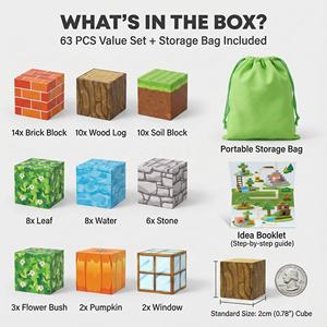 AiJH 63 pièces Blocs de construction STEM Jouets sensoriels <span class=keywords><strong>Montessori</strong></span> Construction créative Petits blocs de construction en cube DIY Jouets éducatifs - Product Image 5