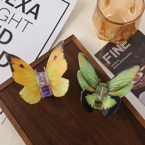 Simulation personnalisée de papillon Barrette élégante à griffes Accessoire pour cheveux en acrylique pour filles Pince à ressort - Product Image 2