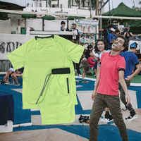 Ensemble de sport pour homme en polyester respirant à séchage rapide, col rond, manches courtes, élastique, anti-humidité, vente en gros pour l'été