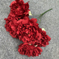 5 Tangkai Bunga Peony Buatan Realistis Besar - Buatan Tangan Ramah Lingkungan untuk Pernikahan, Natal, Wisuda, Dekorasi Rumah, Musim Gugur