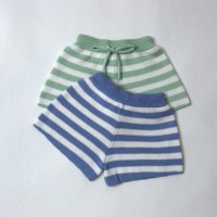 Celana Pendek Rajut Jacquard Katun Murni Berkualitas Tinggi untuk Anak dan Bayi Unisex Musim Semi Musim Panas Celana Rajut Bergaris untuk Bayi Baru Lahir