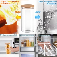 Ensemble de récipients de cuisine en verre borosilicate de haute qualité, pot de conservation avec couvercle en bois