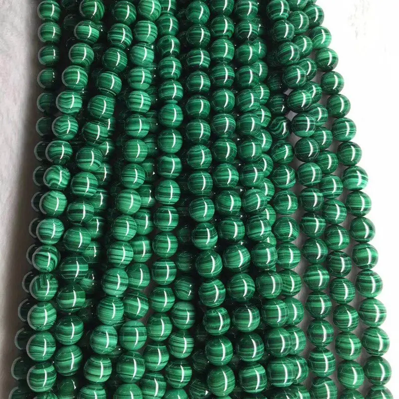 Contas de malaquite redondas naturais 8mm, cor verde, pedra preciosa, miçangas soltas