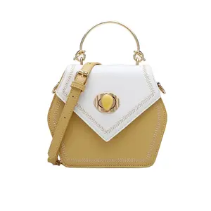 AZB072 — sac à main de créateur en forme d'hexagone, petits sacs à bandoulière pour femme, poignée supérieure en métal, longue sangle, vente en gros