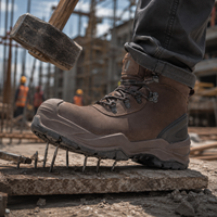 Botas de Seguridad de Cuero Nubuck Impermeables con Puntera de Material Compuesto, Calzado de Seguridad Industrial Antipinchazos, Calzado de Seguridad de Corte Medio con Suela de Goma PU