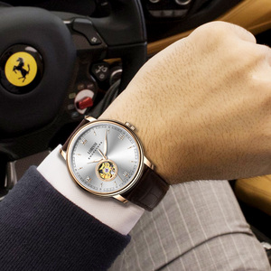 Montre-bracelet squelette automatique pour homme Vacherons LOBINNI, étanche, bracelet en cuir, cadran à aiguilles, grand cadran, Constantins - Product Image 6