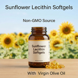 Sunflower Lecithin Softgel Capsules High-Purity with Phosphatidyl Choline &amp; <strong>Olive</strong> Oil for Adult Heart &amp; Brain Care Gluten-Free - Product Image 1
