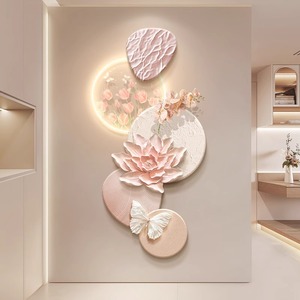 Pintura decorativa moderna mariposa creativa <span class=keywords><strong>y</strong></span> flor Led Light Mural Premium lujo pasillo pared arte - Product Image 3