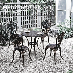 Ensemble de salle à manger moderne en métal pour extérieur, mobilier en aluminium moulé KD pour centre commercial, patio, jardin, 1 place, résistant à l'eau - Product Image 4