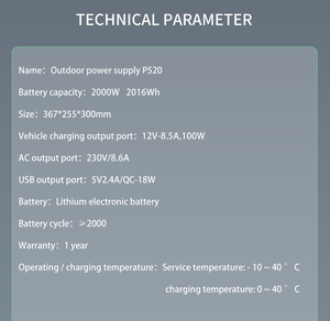Xách Tay 2000W Trạm điện 2016wh pin lithium nhà ngoài trời khẩn cấp cắm trại sao lưu tinh khiết Sine Wave xe - Product Image 3