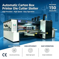 Machine de traitement de cartons entièrement automatique avec alimentation par bords, imprimante flexographique, découpeuse et rainureuse, 2 couleurs, à encre aqueuse