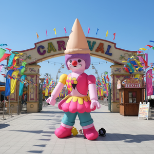 QIQU Publicité gonflable de clown de carnaval imperméable sur le thème des dessins animés, 4 m de haut, avec souffleur à gonflage rapide pour les événements festifs - Product Image 1