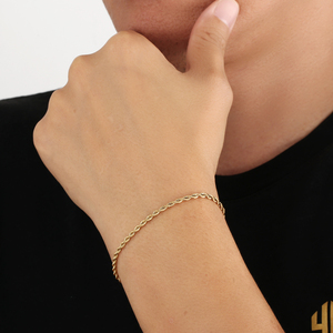 Pulsera de Cuerda Trenzada de Acero Inoxidable 316L con Baño de Oro de 18K, Cadena de Mano con Eslabones Retorcidos de 2.5mm, Regalo de Moda para Hombres y Mujeres, Venta al por Mayor a Granel - Product Image 3