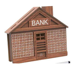 <span class=keywords><strong>Moneybox</strong></span> in legno marrone con bancone di legno banca di risparmio di denaro per i bambini - Product Image 5