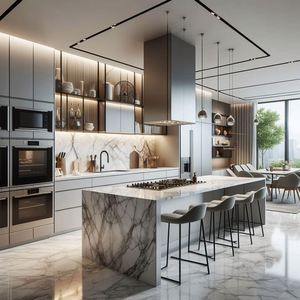 Suministros Puerta de acrílico de alta calidad Juego completo Diseños de lujo modernos Muebles de cocina de gabinete completo de madera maciza - Product Image 3