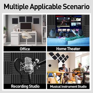 แผ่นโฟมอะคูสติกไม้ความหนาแน่นสูง ขนาด 12x12x2 นิ้ว จำนวน 24 แผ่น แบบมีร่องติดผนังด้วยตัวเอง สีดำ สำหรับกันเสียง - Product Image 6