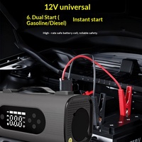 Démarreur de Voiture d'Urgence 12V avec Pompe à Air Intégrée, Affichage Numérique, Démarreur Portable Haute Puissance et Compresseur d'Air