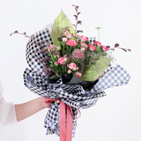 Papier d'emballage pour fleuriste, motif en treillis imprimé, imperméable, en plastique, papier d'emballage pour fleurs, papier cadeau