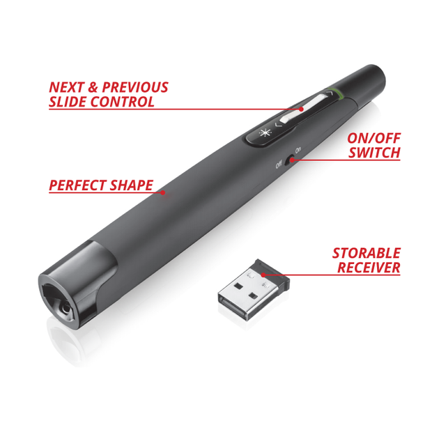 Stock Zaidtek KZ-BK600 2.4G USB Wireless Presenter AAA Battery Red Light Page Turning Volume Control PPT Remote Control Mouse