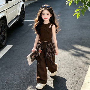 Completo Estivo per Bambine: Gilet e Gonna a Quadri in Cotone, Nuova Collezione 2026 - Product Image 3