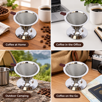 Pembuat Kopi Pour Over Cone Dripper Dapat Digunakan Kembali 304 Stainless Steel Filter Lapis Ganda Tanpa Kertas Tanpa Limbah Grosir Rumahan Kustom