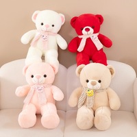 Vente en gros de peluche ours mignon personnalisé oreiller câlin avec nœud doublure en coton PP ours en peluche lavé pour cadeau d'anniversaire des filles