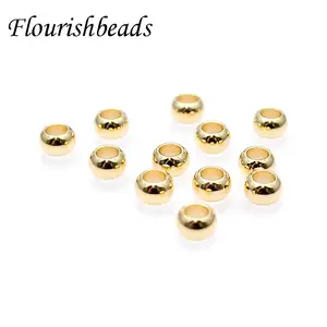 Real Gold Plating 3mm big hole 3.8x5.8mm spacer beads For DIY Jewelry Making Stop Beads