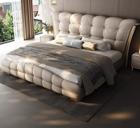 Lit de rangement rembourré en tissu style bouffant français, tailles Queen et King, sur mesure, OEM, mobilier de chambre à coucher, vente en gros