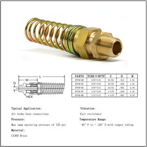 Латунный резиновый соединитель для шланга с пружинной защитой - Product Image 2