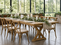 Table à manger sur pieds en X - Base en bois massif - Table professionnelle pour mariages et banquets