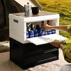 Foldable Outdoor Camping <b>Storage</b> <b>Box</b> Rectangle White Green Black With Wooden Top For Picnic Car <b>Trunk</b> Fishing - Product Image 4