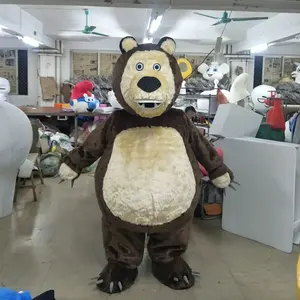 Funtoys MOQ 1 buah disesuaikan cosplay masha beruang maskot dewasa hewan mewah kartun masha dan beruang kostum maskot untuk dijual