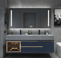 Meuble-lavabo de salle de bain moderne simple et luxueux tout-en-un en bois clair Meuble de salle de bain de luxe avec double vasque