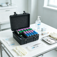 Boîte de rangement empilable rectangulaire en PETG, écologique, antichoc, pour flacons de pharmacie et de laboratoire, avec logo personnalisable pour produits lyophilisés