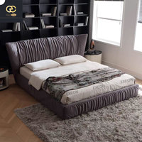 Nouvel ensemble de chambre à coucher pour lit double en cuir de luxe italien Design et lit king-size créatif