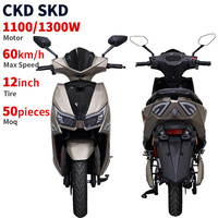 Moped électrique CKD SKD 12 pouces, moto électrique pour adultes, moto électrique 1100/1300W, vitesse 60 km/h, scooter électrique à 2 roues
