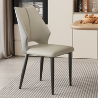 Chaise de salle à manger moderne et créative pour la maison et le bureau, en cuir, design artistique avec dos en métal, pour villa, table à thé, tabouret ou hôtel à usage spécial