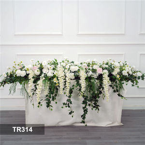 Wedding Flower Aisle Runner <b>Artificial</b> White Silk Rose Flower Runner for Event Decoration - Product Image 2