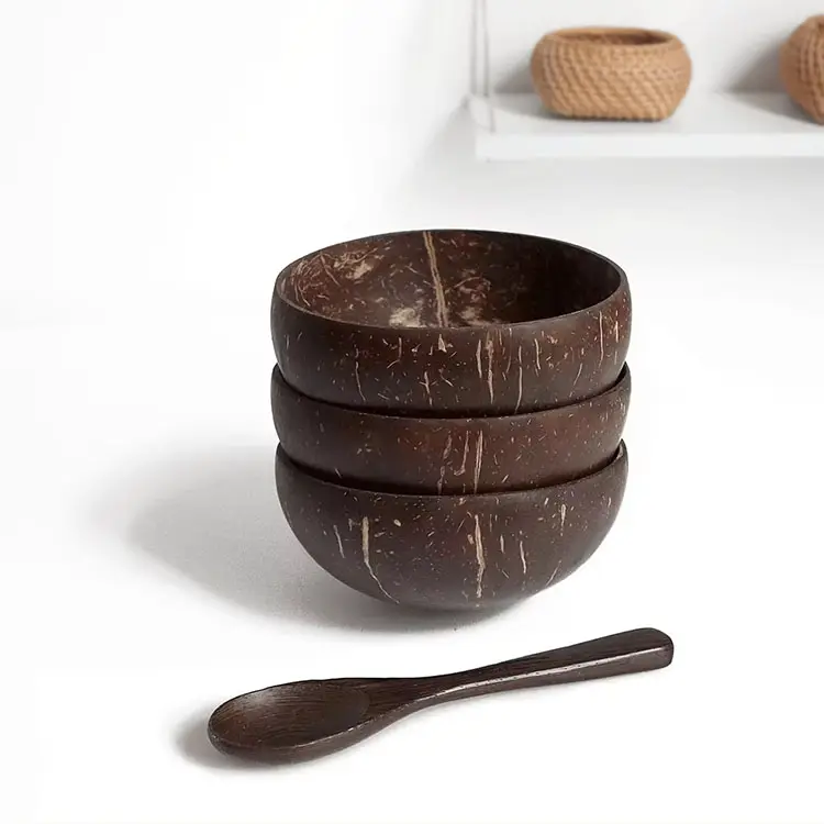 Skillful manufacture natural coconut shell bowl polished shell candle home wood candy container