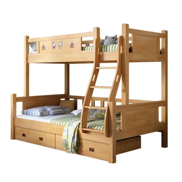 All solid wood high and low bed mother twin double deck upper and lower bed two layer children adult child sibling bed