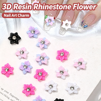 YUCAGCI 3372 Breloques 3D en résine colorée en forme de pétales de fleurs pour nail art, décorations d'ongles DIY ornées de strass, vente en gros
